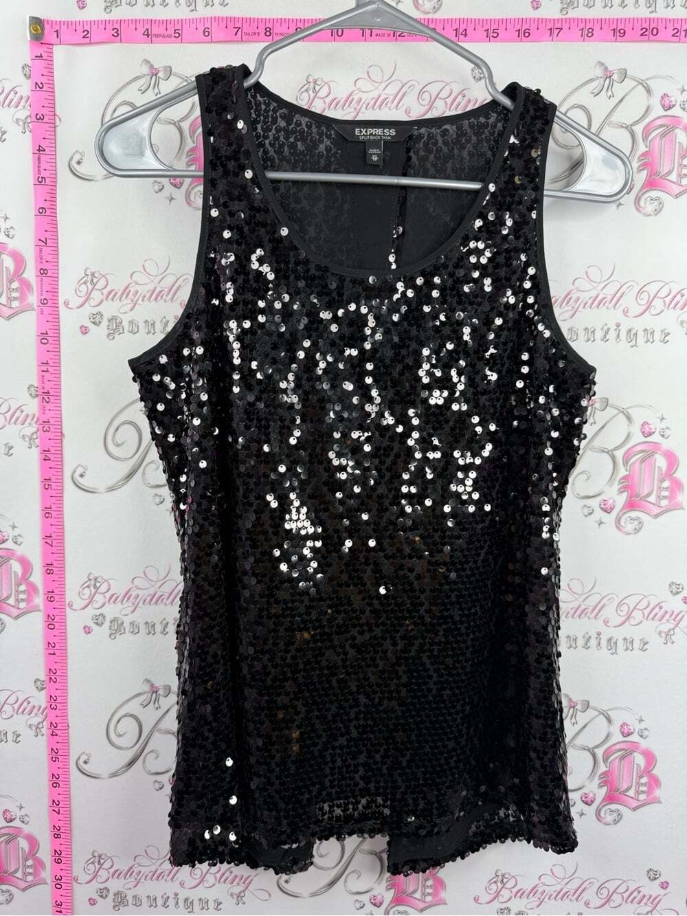 Express tank top sequins Y2K sparkly Black Sequin Tank Top